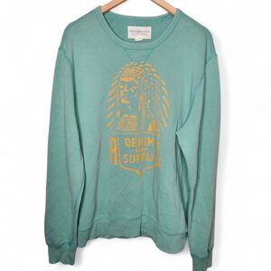 Ralph Lauren Denim Supply Sweatshirt Chief Native Boho Mint Green Womens XL